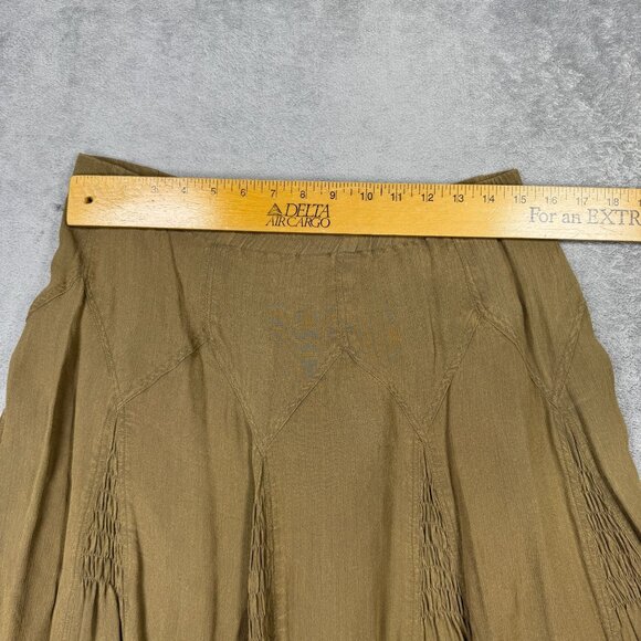 Coldwater Creek Womens PS Low Rise Brown Maxi Skirt Lined Flowy Boho A-Line Khak - Picture 7 of 8